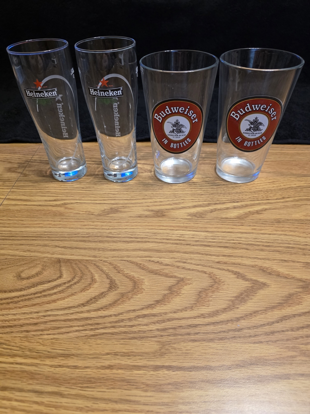 Budweiser And Heineken Beer Glasses